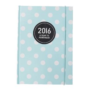 Otto A5 Week to View 2016 Diary Teal Polka Dot