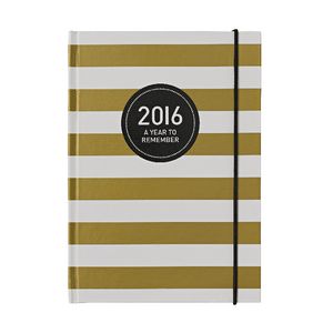 Otto A5 Day to Page 2016 Diary Gold Stripe