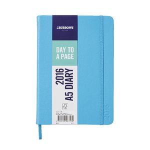 J.Burrows A5 Day to Page 2016 Fun PU Diary Blue