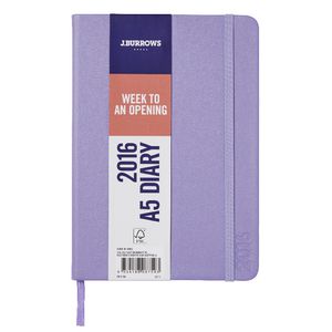 J.Burrows A5 Week to View 2016 Fun PU Diary Purple