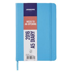 J.Burrows A5 Week to View 2016 Fun PU Diary Blue
