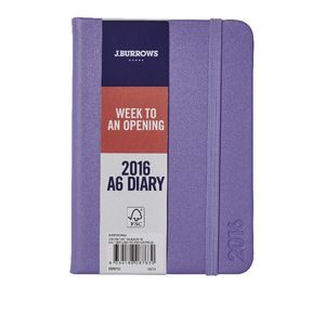 J.Burrows A6 Week to View 2016 Fun PU Diary Purple