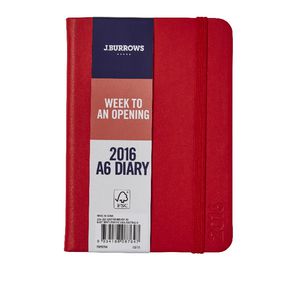 J.Burrows A6 Week to View 2016 Fun PU Diary Red