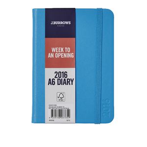 J.Burrows A6 Week to View 2016 Fun PU Diary Blue