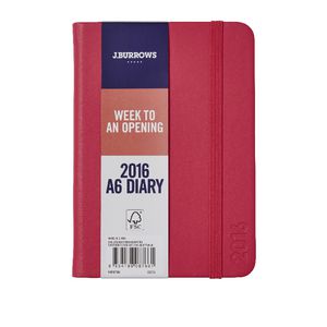 J.Burrows A6 Week to View 2016 Fun PU Diary Pink