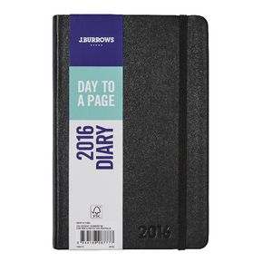 J.Burrows A5 Day to Page 2016 PU Diary Black