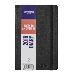 J.Burrows A5 Week to View 2016 PU Diary Black