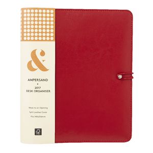 Ampersand PU Split Leather 2017 Desk Timeplanner Cover Red