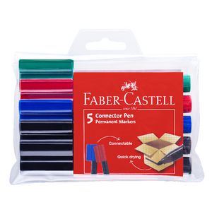 Faber-Castell Connector Pen Permanent Markers Assorted 5 Pack