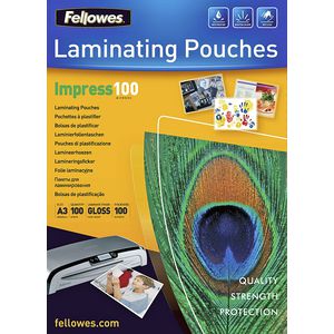 Fellowes A3 100 Micron Laminating Pouch Gloss 100 Pack