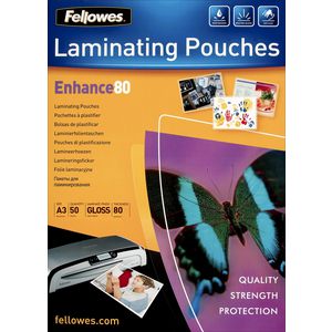 Fellowes A3 80 Micron Laminating Pouch Gloss 50 Pack