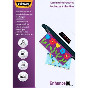 Fellowes A4 80 Micron Laminating Pouch Matte 100 Pack