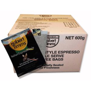 Robert Timms Italian Espresso Style Coffee Bags 100 Pack