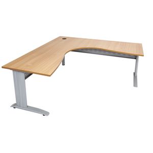 Rapidline Corner Desk 1800 x 700 x 730mm Beech and Silver