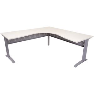 Rapidline Corner Desk 1800 x 1800 x 700mm White and Silver