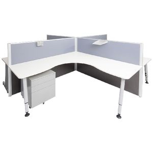 Rapid Screen 4 Person Workstation Grey Screen White Top