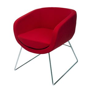 Rapidline Splash Cube Lounge Chair Chrome Sled Base Red
