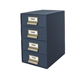 4 High Storage Drawers Cloth Ink Blue