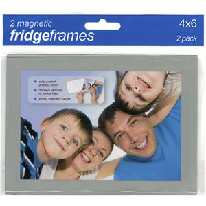 Magnetic Fridge Frame 6 x 4" Silver 2 Pack