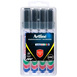 Artline 90 Permanent Markers Black 4 Pack