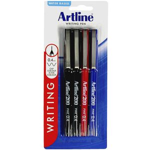 Artline 200 Fineliners Assorted 4 Pack