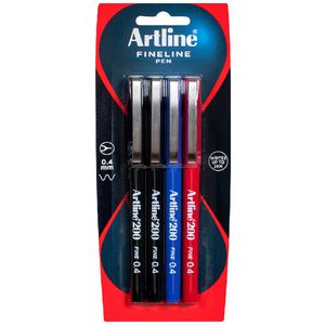 Artline 200 Fineliners Assorted 4 Pack