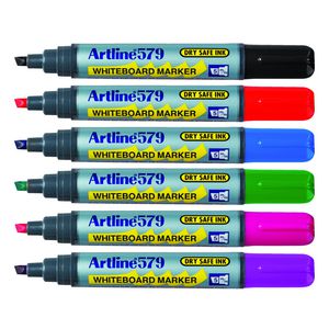 Artline 579 Whiteboard Markers Assorted Colours 6 Pack
