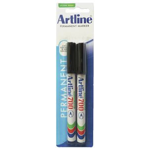 Artline 700 Permanent Markers Black 2 Pack