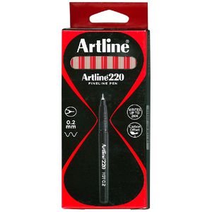 Artline 220 Fineliners 0.2mm Red 12 Pack