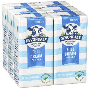 Devondale Full Cream UHT Milk 200mL 6 Pack