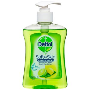 Dettol Liquid Hand Wash Refreshing Lemon Lime Anti-Bacterial Pump, 250ml