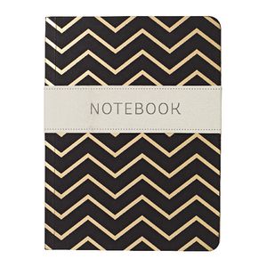 GO Stationery A6 Shimmer Notebook Chevron Gold Black 192 Page