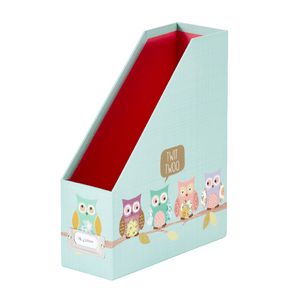 GO Stationery Magazine File Teal Owls