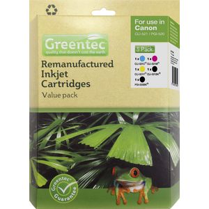 Greentec Canon CLI-521 Black and Colour 5 Ink Value Pack