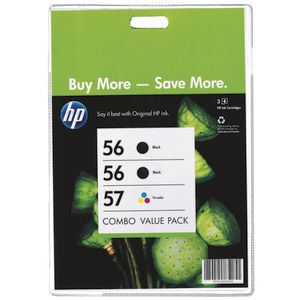 HP 56 & 57 Ink Cartridges Black and Colour 3 Pack