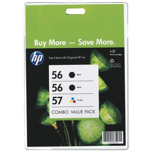 HP 56 & 57 Ink Cartridges Black and Colour 3 Pack