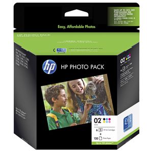 HP 02 Black and Colour Ink Cartridge Value Paper Pack