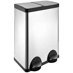 J.Burrows Stainless Steel Twin Compartment Pedal Bin 60L