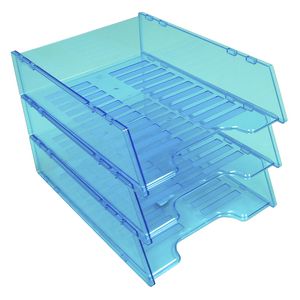 Italplast A4 Document Tray Tinted Neon Blue