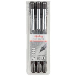 rOtring Tikky Graphic Large Set Black 3 Pack