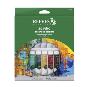 Reeves Acrylic Colour Paint Set 10mL 18 Pack