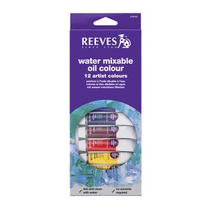 Reeves Water Mixable Oil Colour Paint Set 10mL 12 Pack