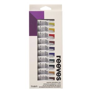 Reeves Water Mixable Oil Colour Paint Set 10mL 12 Pack