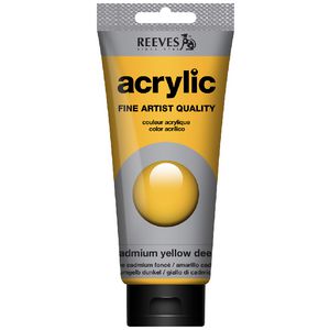 Reeves Artist Acrylic Paint 200mL Cadmium Yellow Deep