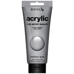 Reeves Artist Acrylic Paint 200mL Medium Grey