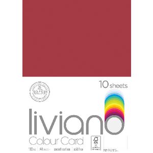 Liviano A4 Colour Card 180gsm Red 10 Pack