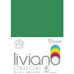 Liviano A4 Colour Card 180gsm Green 10 Pack