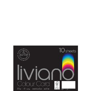 Liviano A4 Colour Card 300gsm White 10 Pack