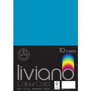 Liviano A4 Colour Card 300gsm Turquoise 10 Pack