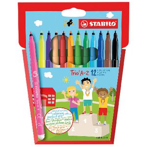 Stabilo Trio A-Z Coloured Pens Assorted 12 Pack
